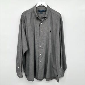 Ralph Lauren McMeel Shirt Mens XXL Long Sleeve Gray Button Up 100% Cotton Preppy